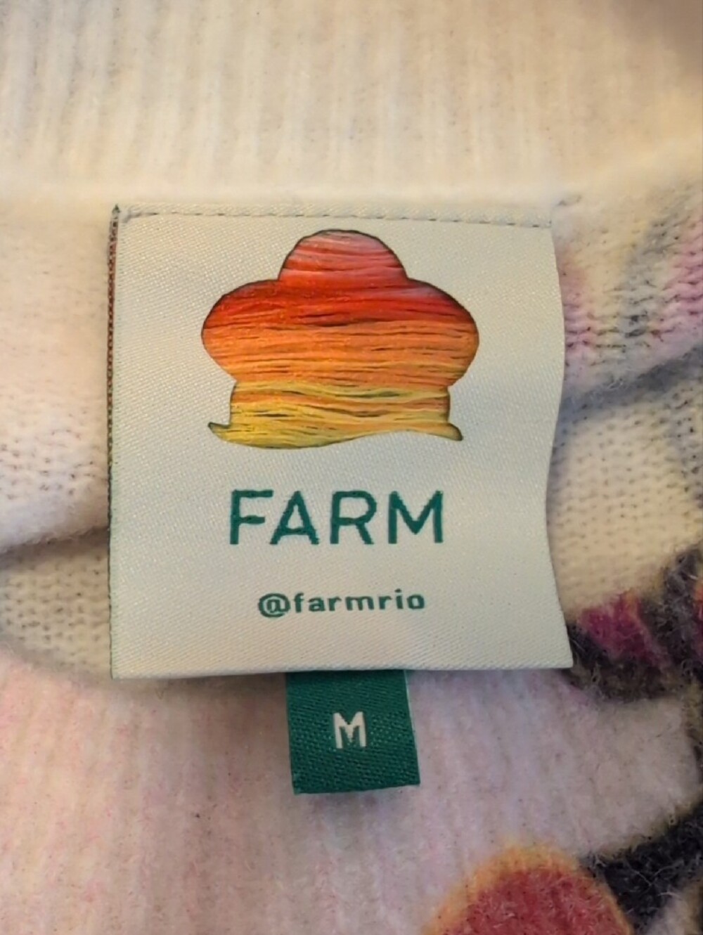 FARM RIO Sweater Winter Garden Floral Puff Sleeve Alpaca Blend Size Medium - Picture 6 of 13